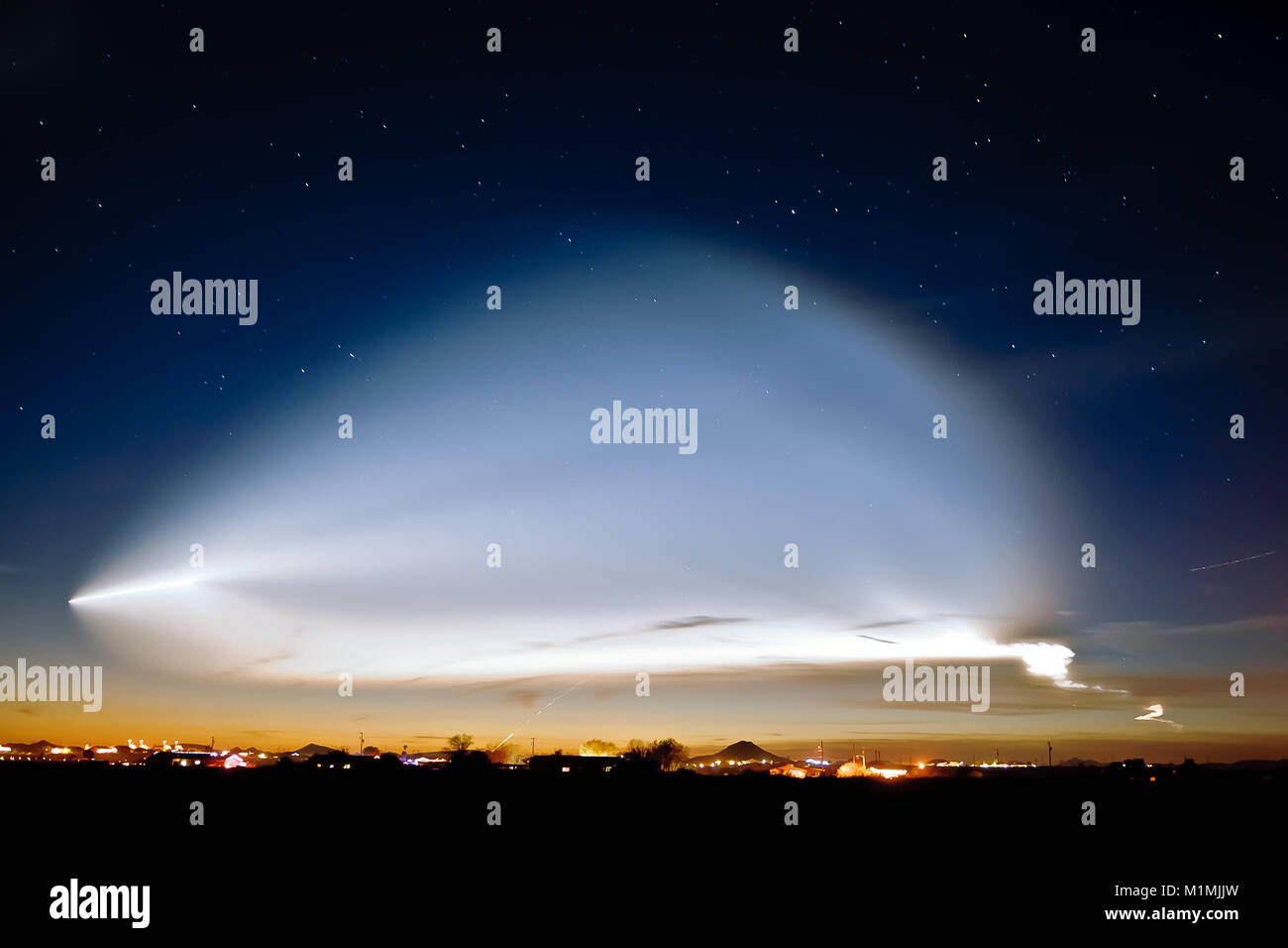 Rocket Launch in California seen from Arizona, United States Stock Photo
