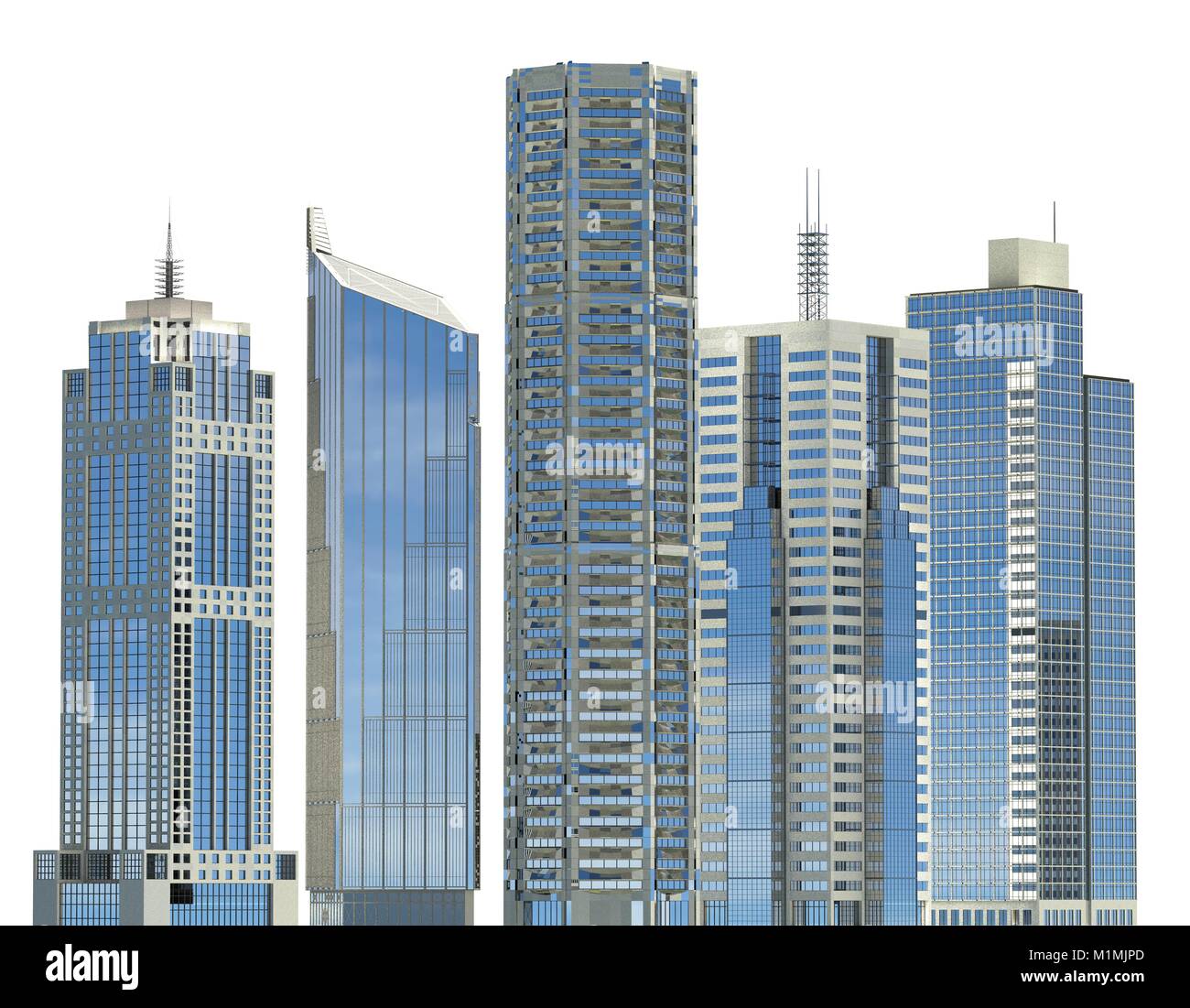 Skyscrapers 3D Illustration isolated on white background Stock Photo ...