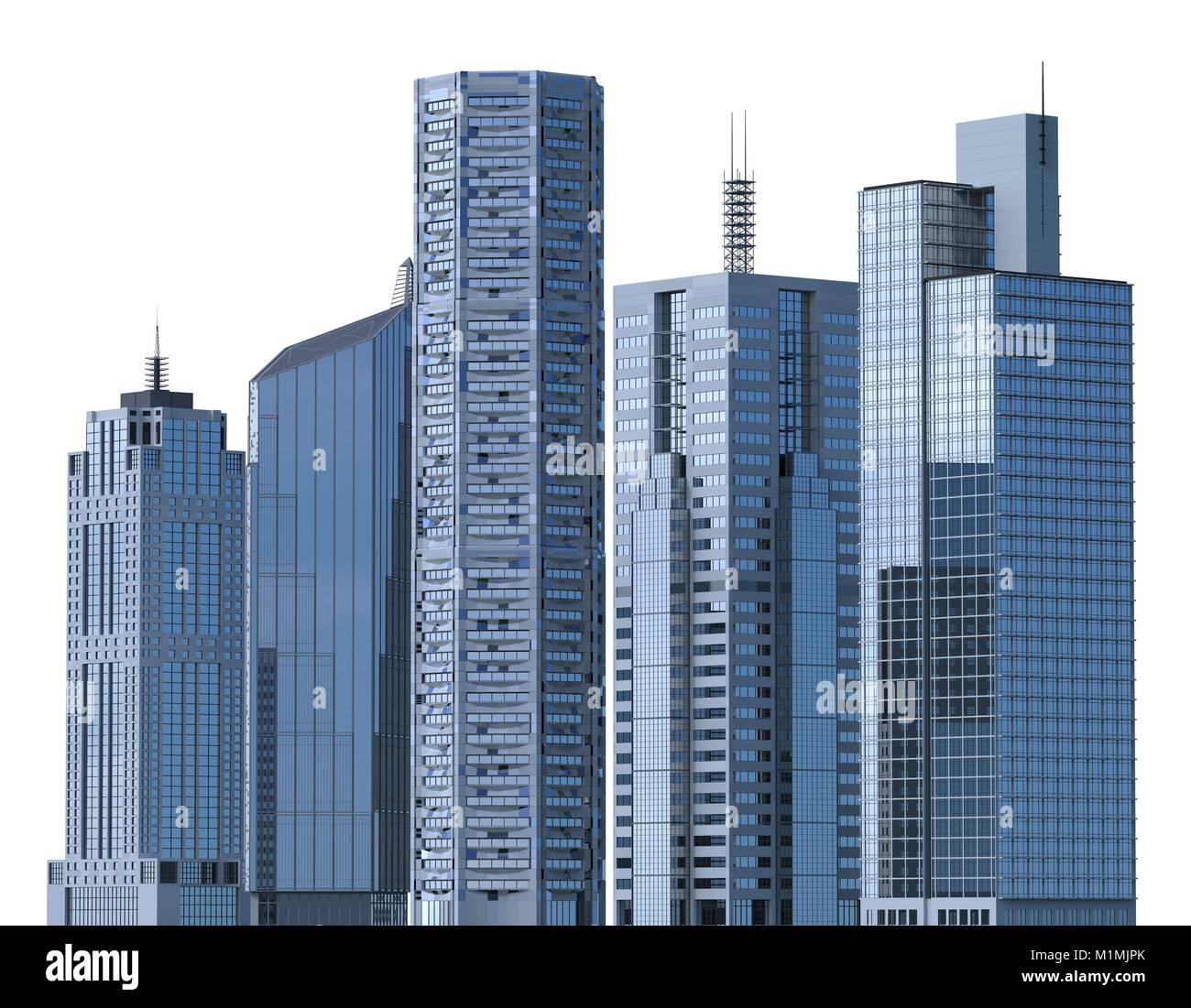 Skyscrapers 3D Illustration isolated on white background Stock Photo ...