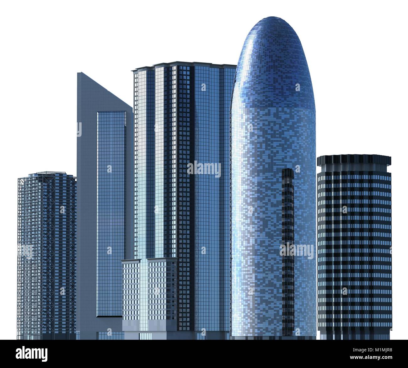 Skyscrapers 3D Illustration isolated on white background Stock Photo ...