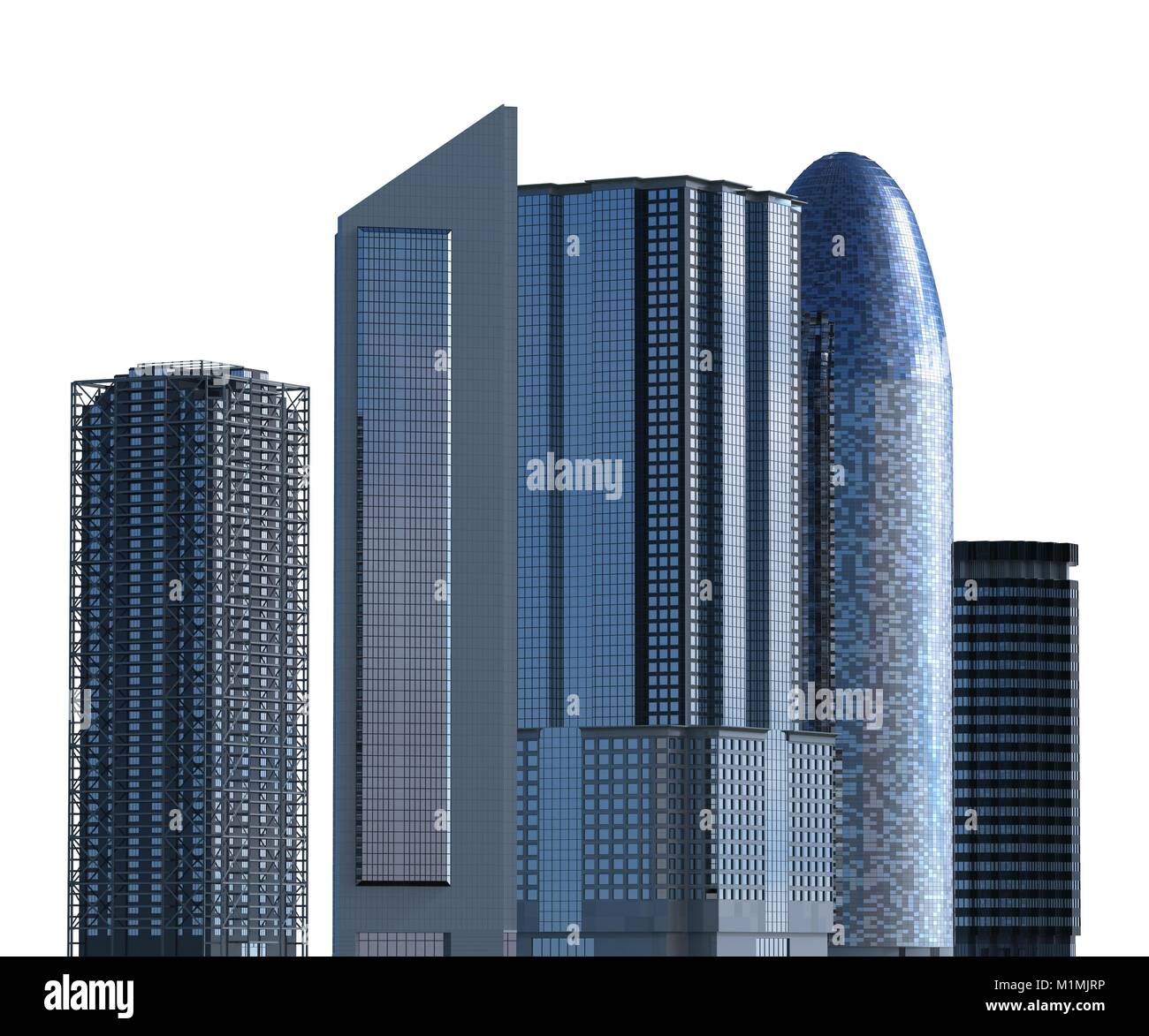 Skyscrapers 3D Illustration isolated on white background Stock Photo ...