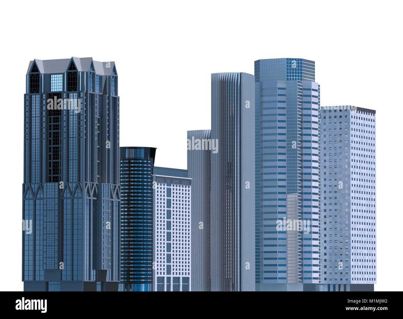 Skyscrapers 3D Illustration isolated on white background Stock Photo ...