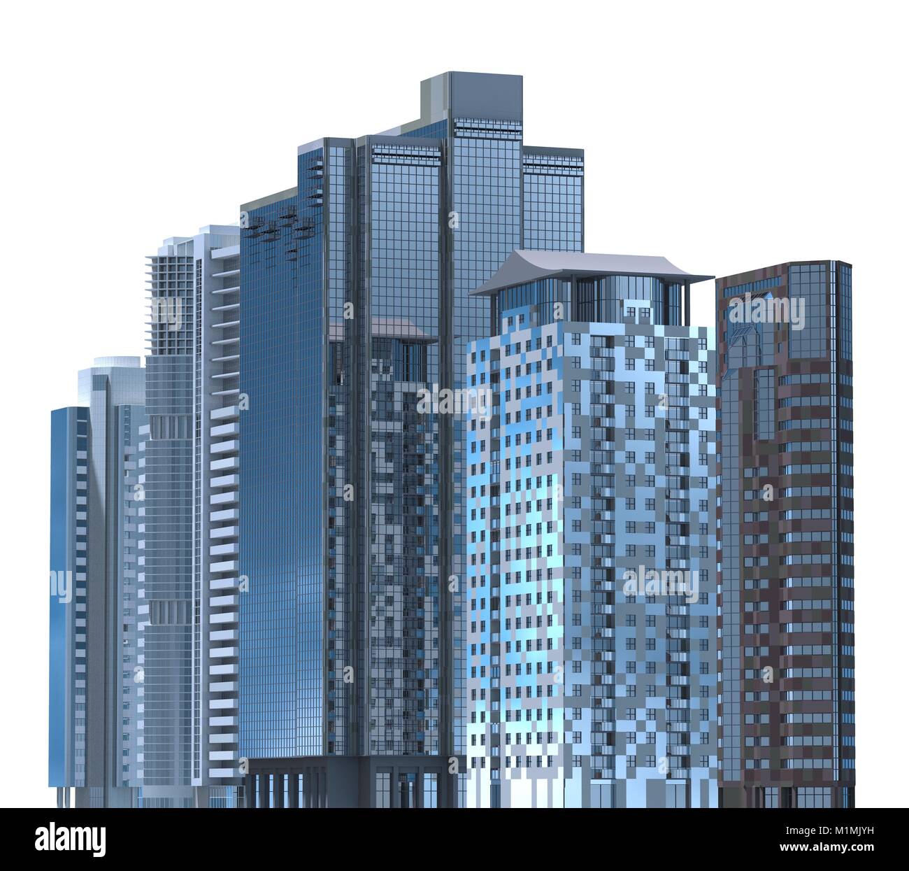 Skyscrapers 3D Illustration isolated on white background Stock Photo ...