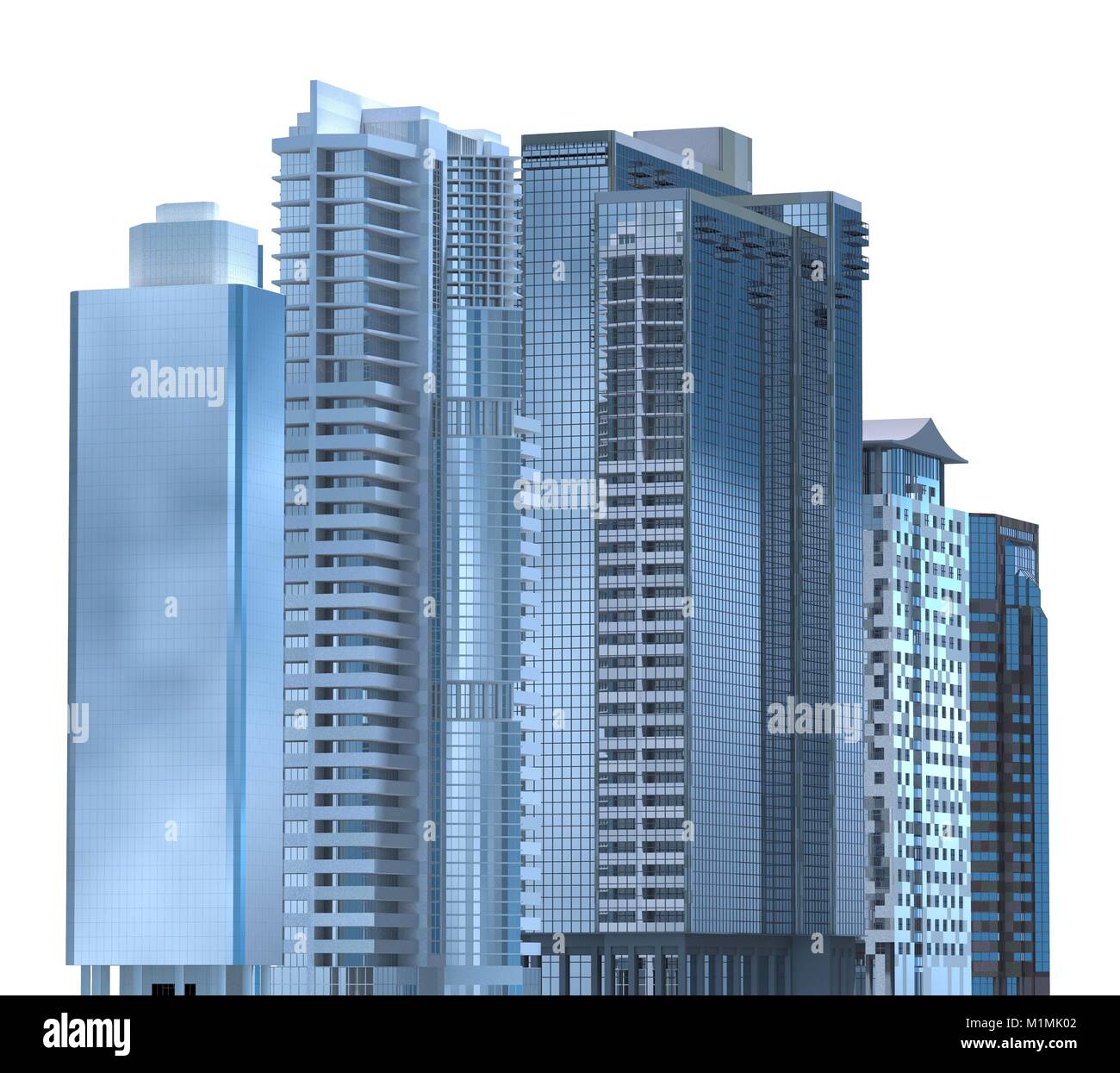 Skyscrapers 3D Illustration isolated on white background Stock Photo ...