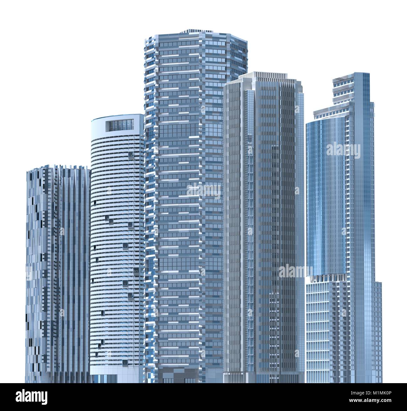 Skyscrapers 3D Illustration isolated on white background Stock Photo ...