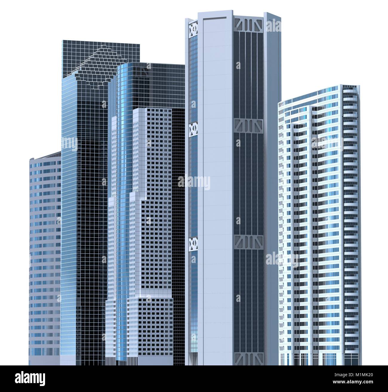 Skyscrapers 3D Illustration isolated on white background Stock Photo ...