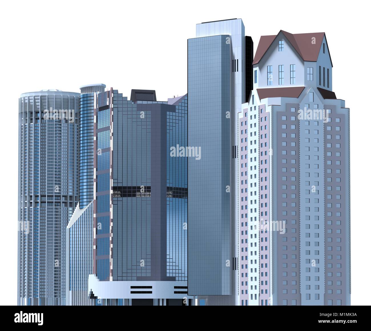 Skyscrapers 3D Illustration isolated on white background Stock Photo ...
