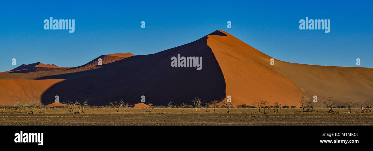 Sand dunes in desert, Sossusvlei, Namib Naukluft National Park, Namibia Stock Photo