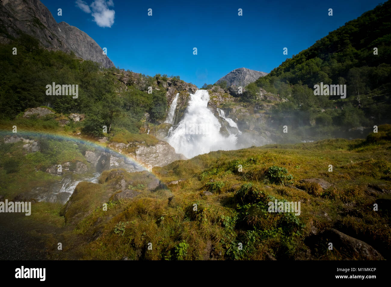 Waterfall, Briksdalsbreen, Jostedalsbreen National Park, Norway Stock Photo