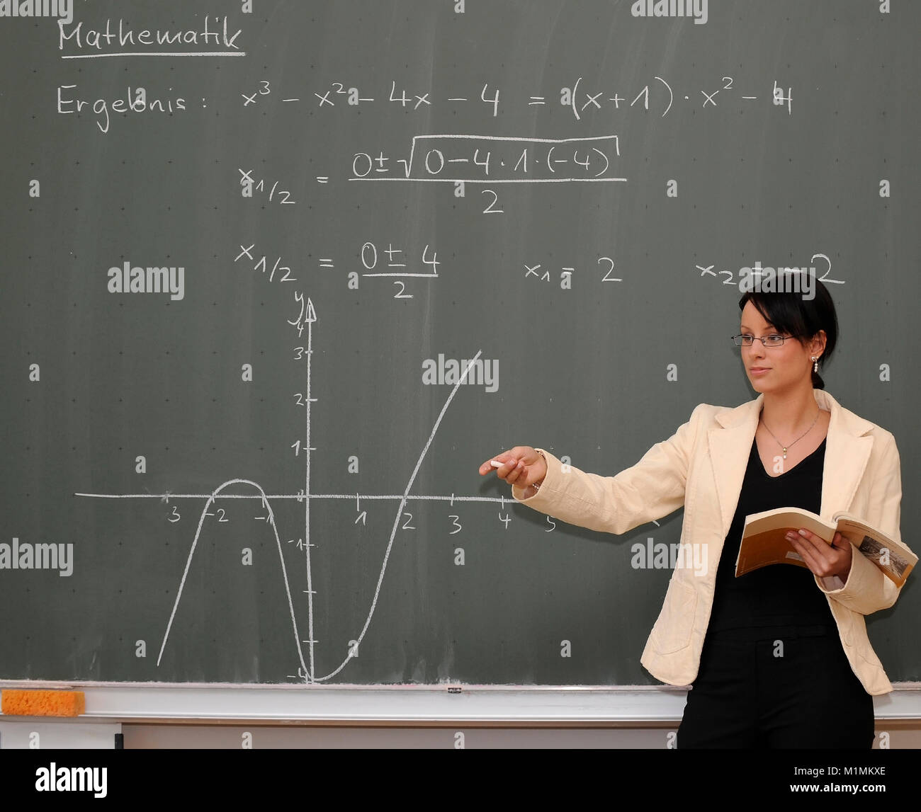 School Teacher gives lessons MR, Schule - Lehrerin gibt Unterricht MR Stock Photo