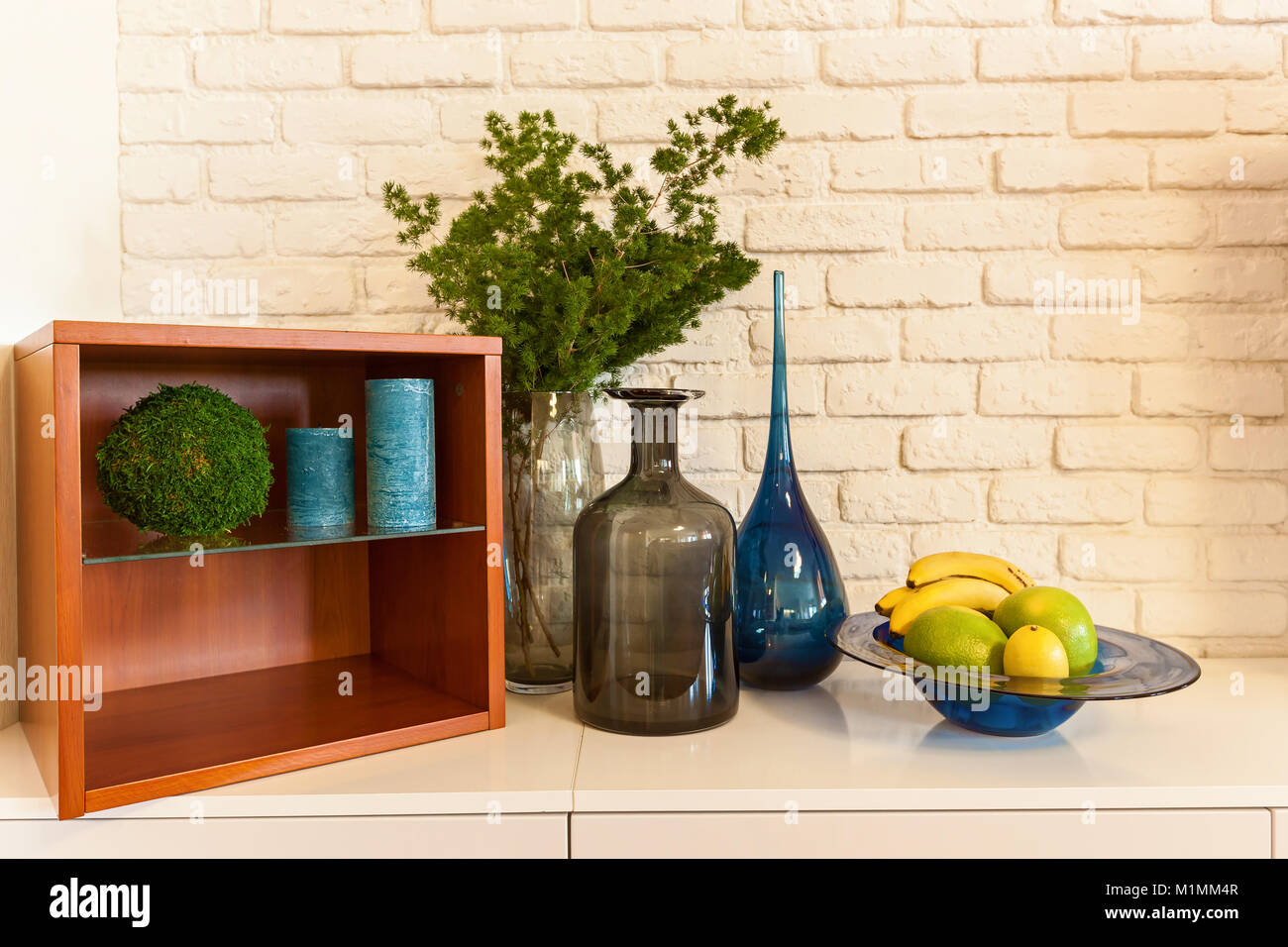 Vases Flowers Fruits Bedside Table Stand On A Table On The