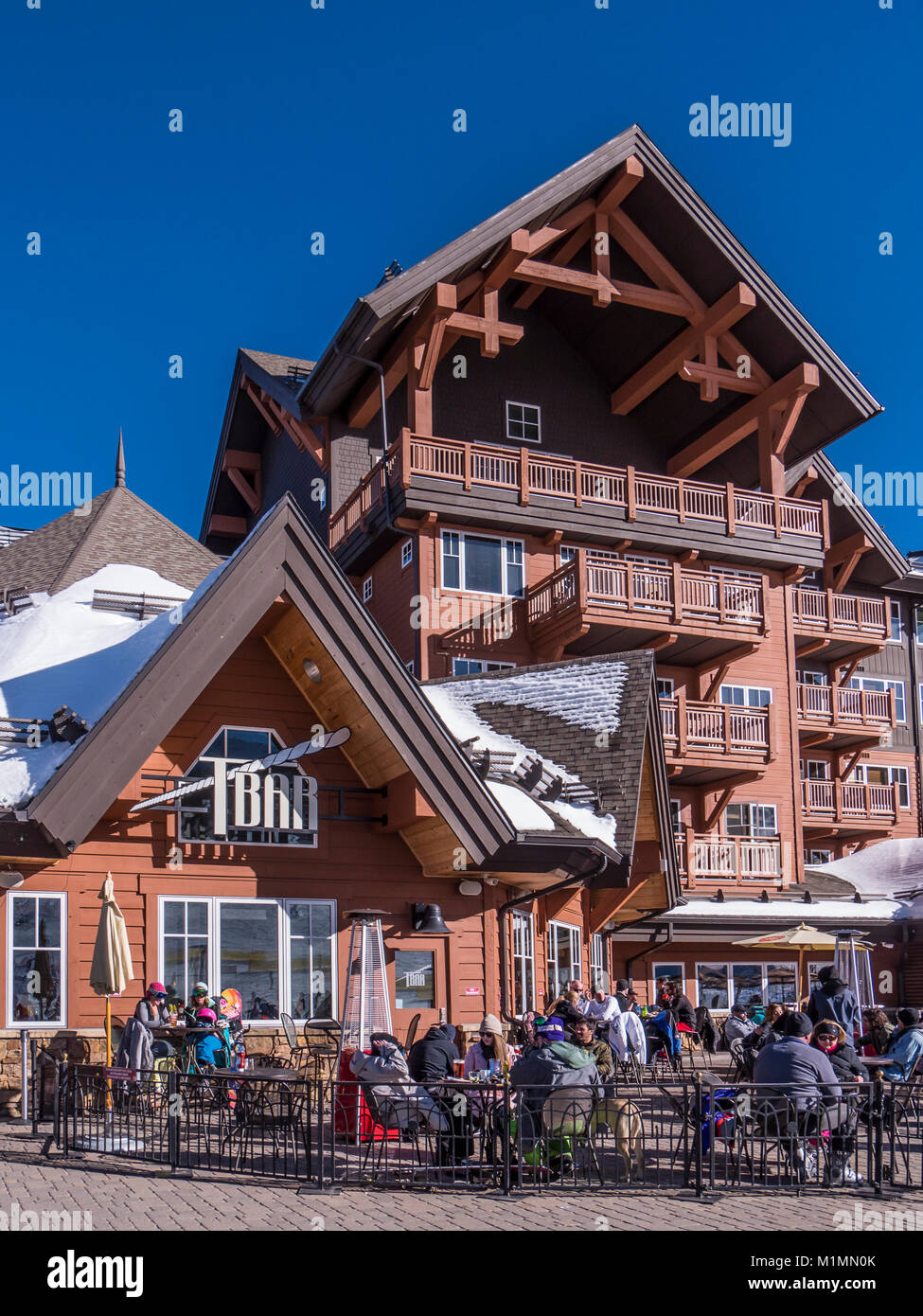 Afternoon at T-bar at the base of Peak 8, Breckenridge Ski Resort, Breckenridge, Colorado. Stock Photo