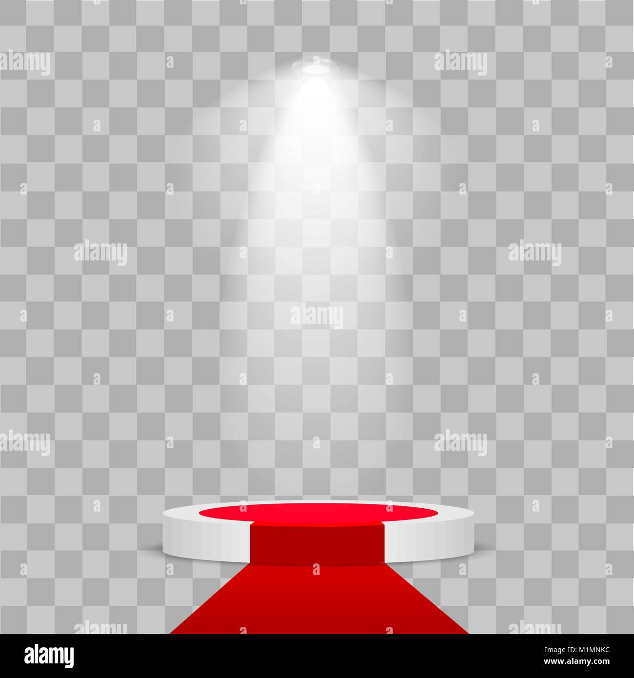 round stage podium illuminated with light on transparent background
