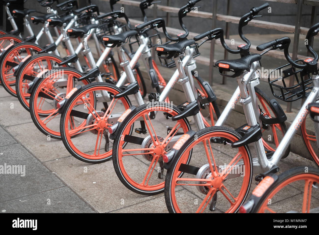 Manchester scan and ride mobikes. Stock Photo