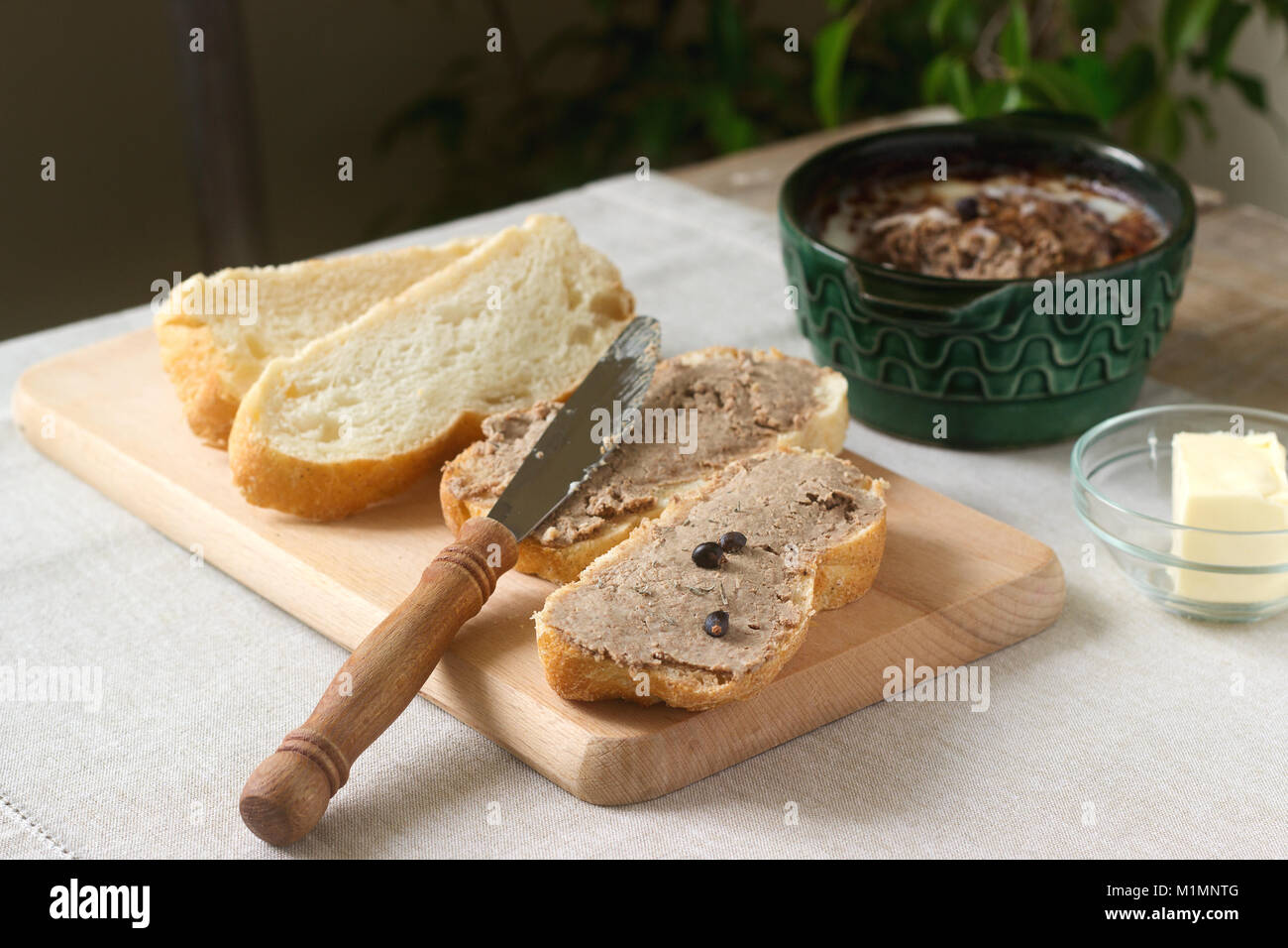 Rustic Pate Homemade liver pate with bread and butter. Rustic style Stock Photo - Alamy