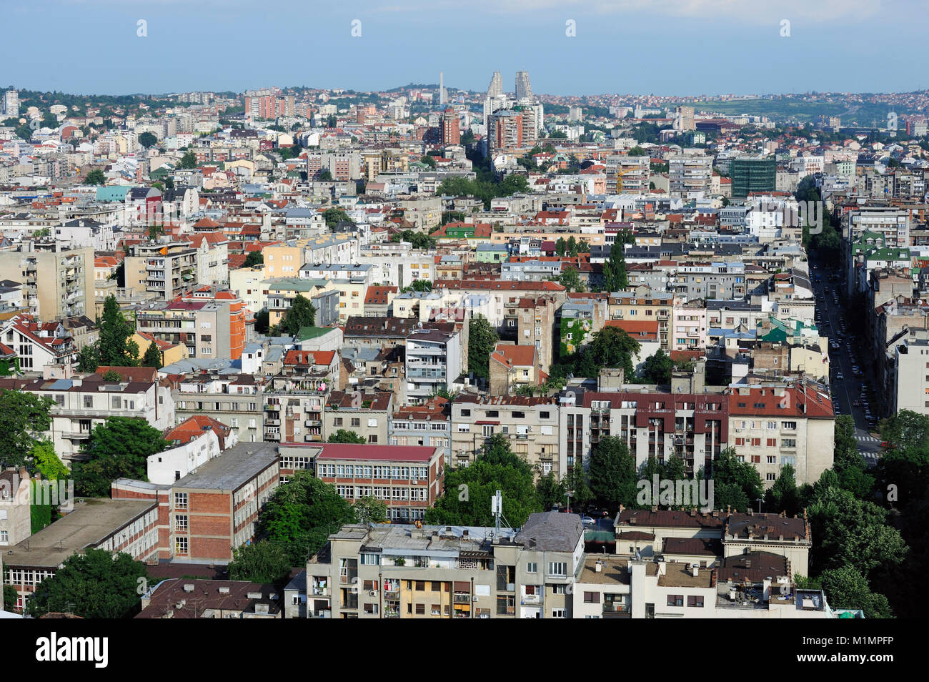 Rooftop view of Belgrade city center, capital of Serbia Stock Photo