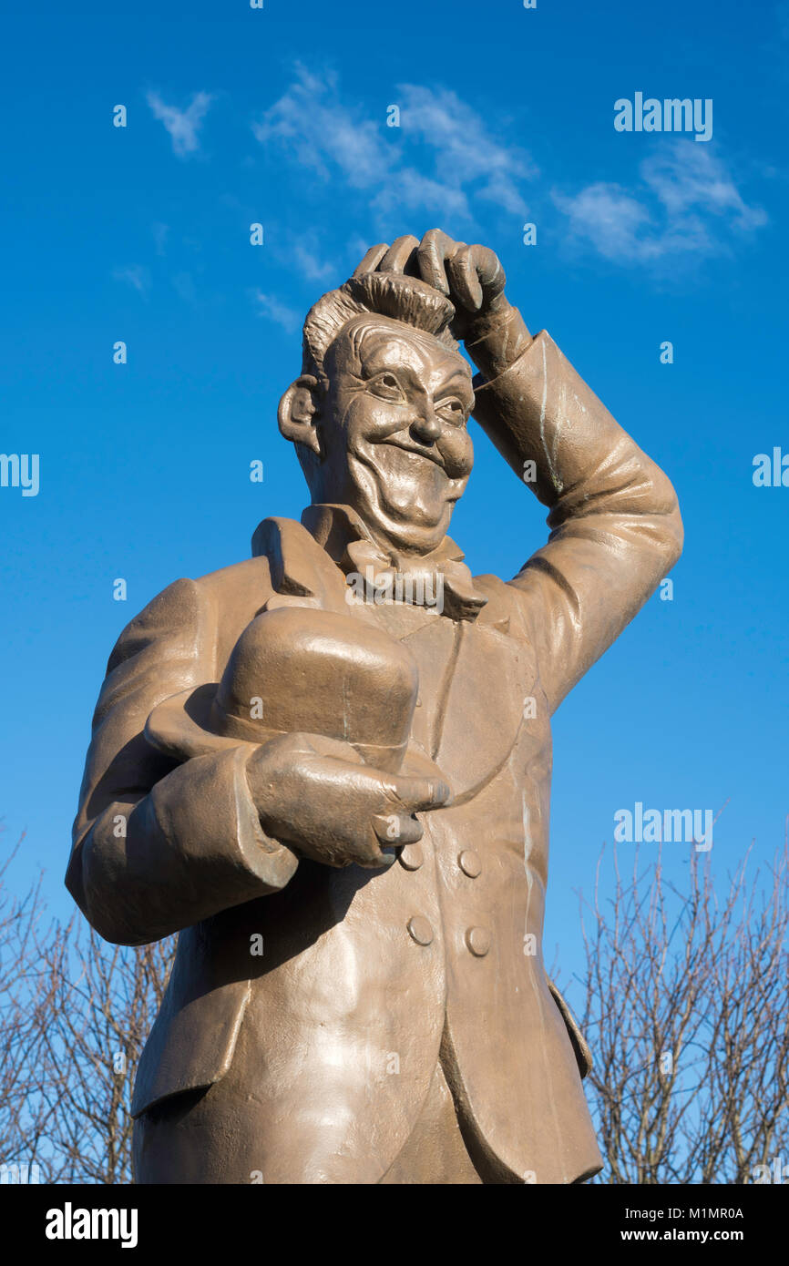 Memorial statue of Stan Laurel in Dockwray square (Laurel Park), North Shields, north east