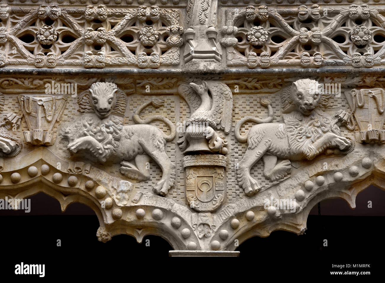 The Palace of El Infantado (Spanish: Palacio del Infantado)  Guadalajara, Spain. It was the seat of the Dukes of the Infantado.Palacio del Infantado (1480-83)  Guadalajara. Castilla-La Mancha. Spain Stock Photo