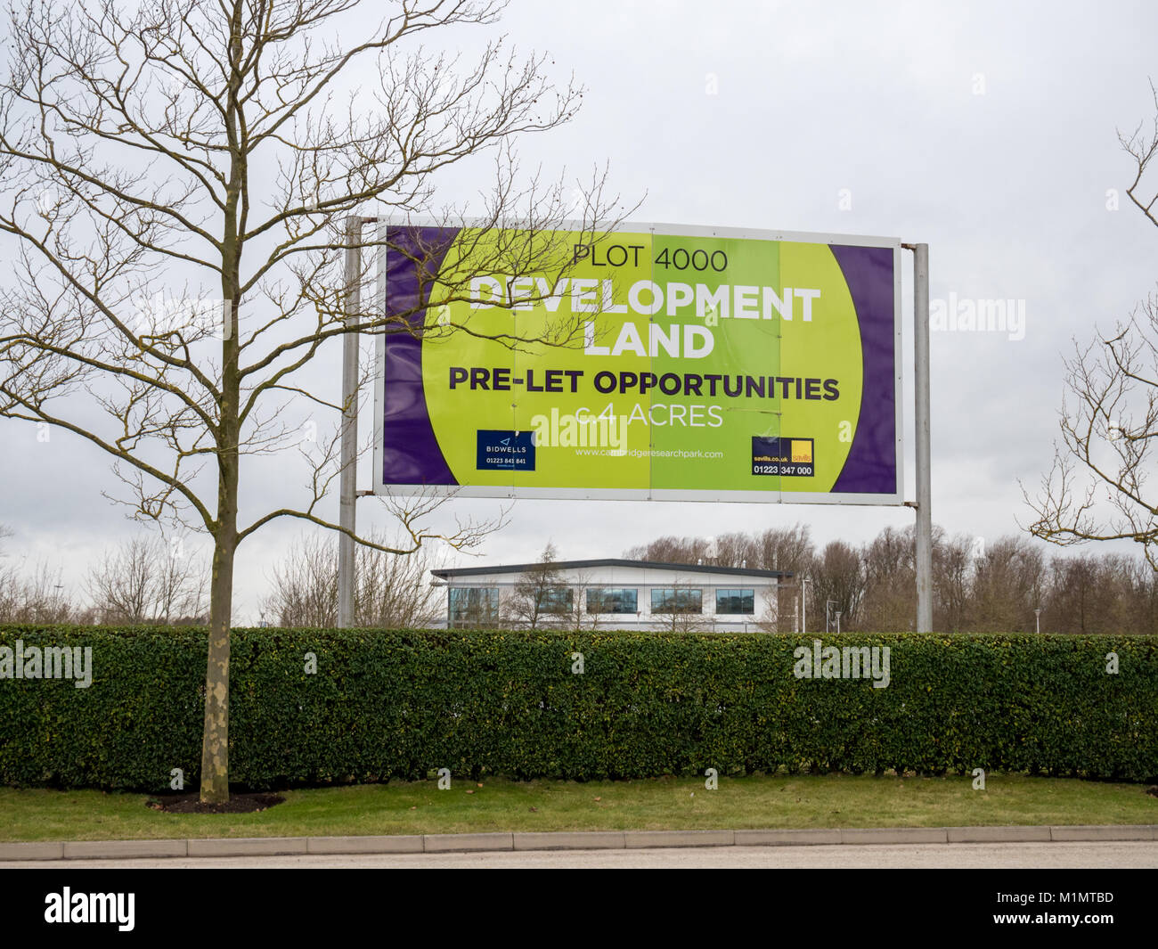 Billboard advertising land for development on the Cambridge Research