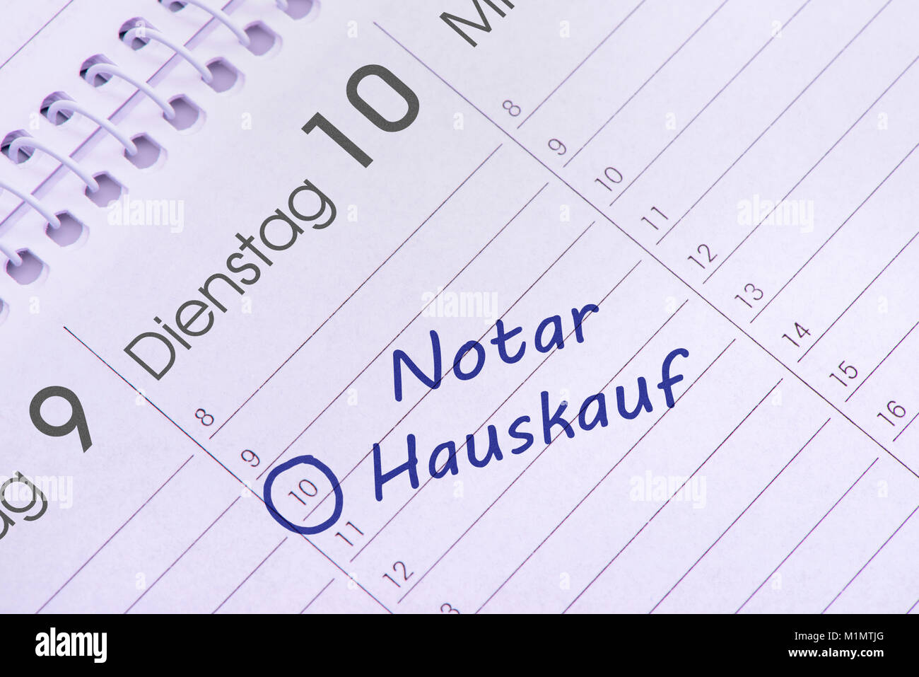 Termineintrag im Kalender Stock Photo - Alamy