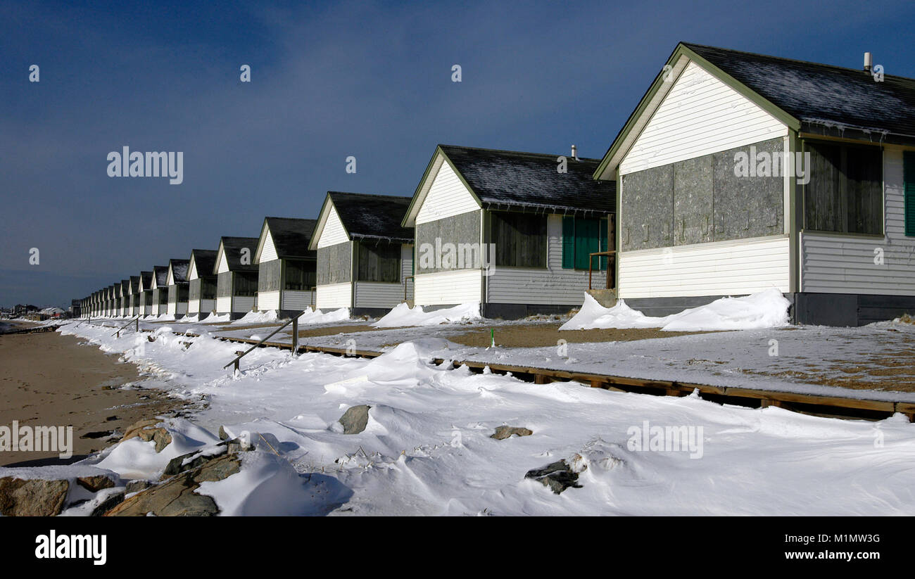 Cottages in Truro, Massachusetts on Cape Cod, USA, buttoned up for winter Stock Photo