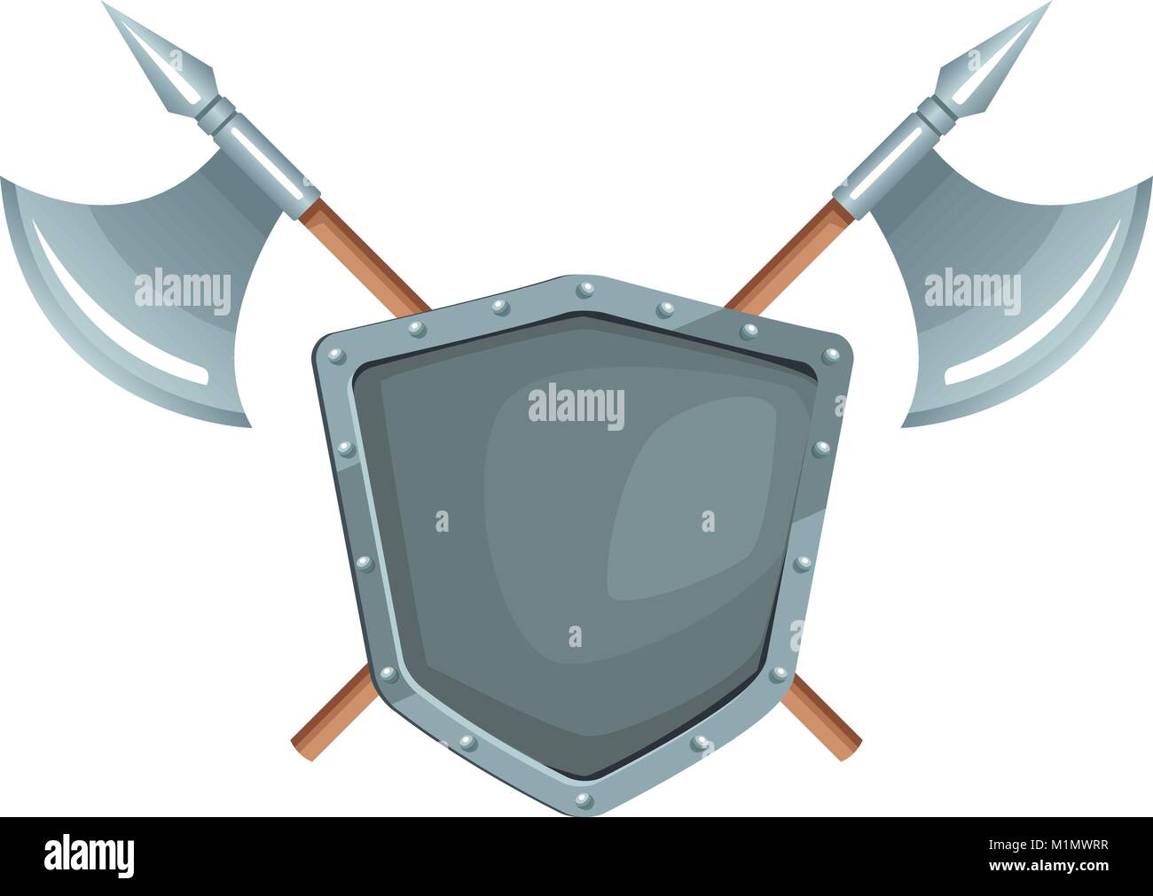 Metallic warrior shield with axes Stock Vector Image &amp; Art - Alamy