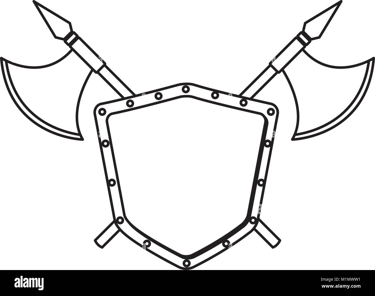 Metallic warrior shield with axes Stock Vector Image &amp; Art - Alamy