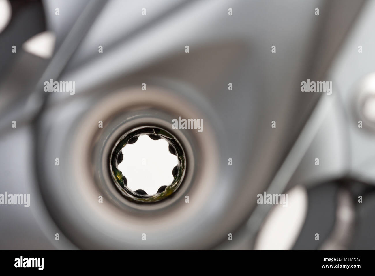 Close up of bearings inside bike crank Stock Photo Alamy