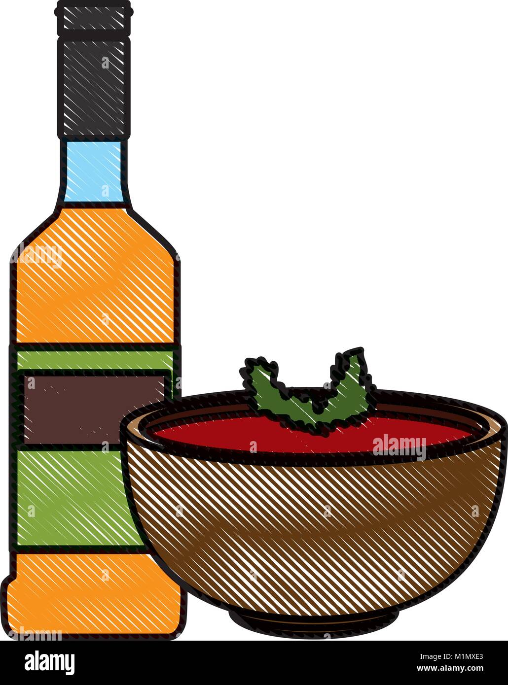 Tequila and mexican beans food Stock Vector