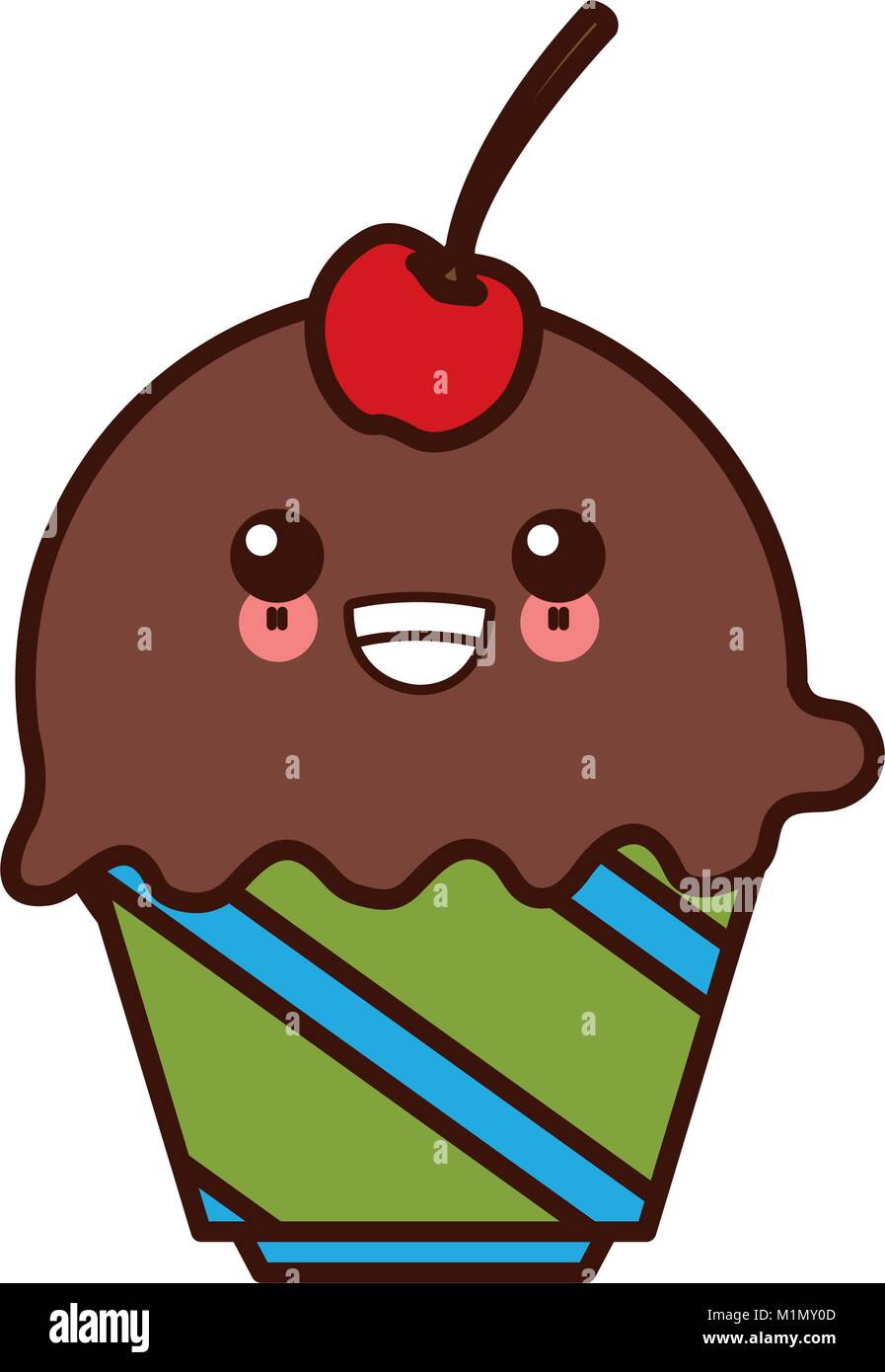 Cupcake Delicious Dessert Kawaii Cute Cartoon Stock Vector Image And Art