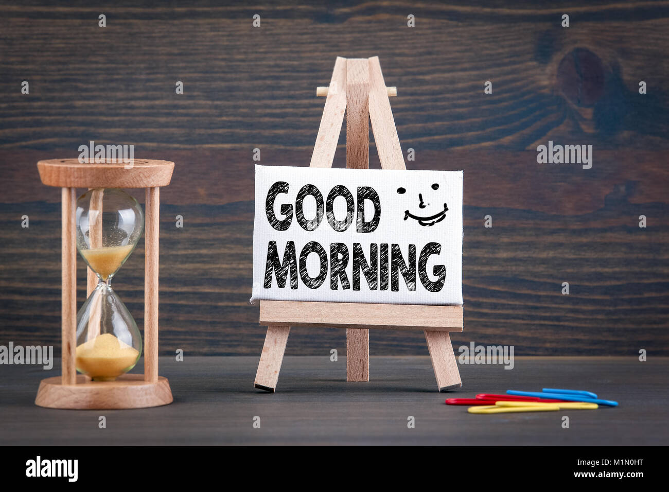 Clock text good morning illustration hi-res stock photography and ...