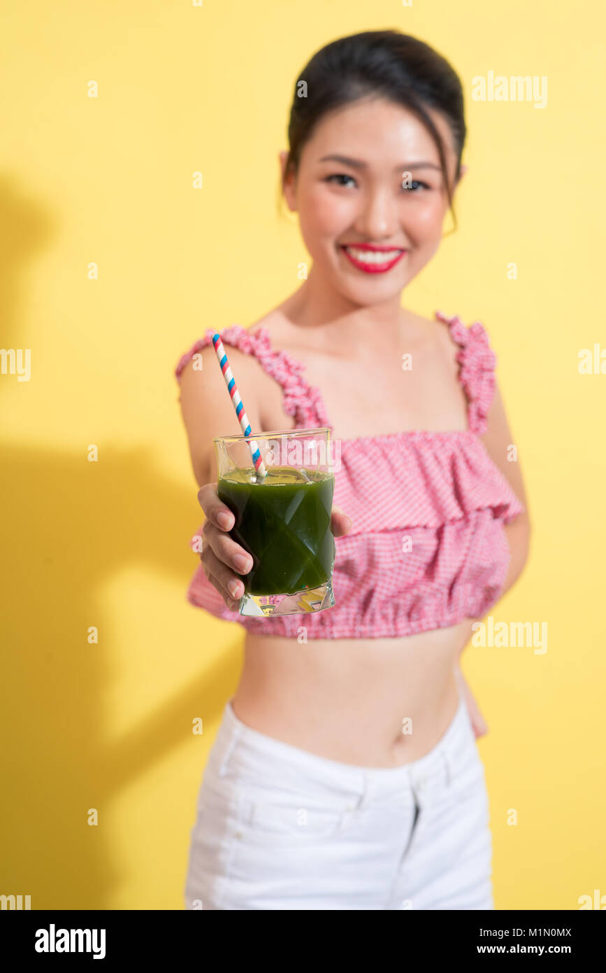 Fashion portrait of young fashionable woman in summer outfit posing ...