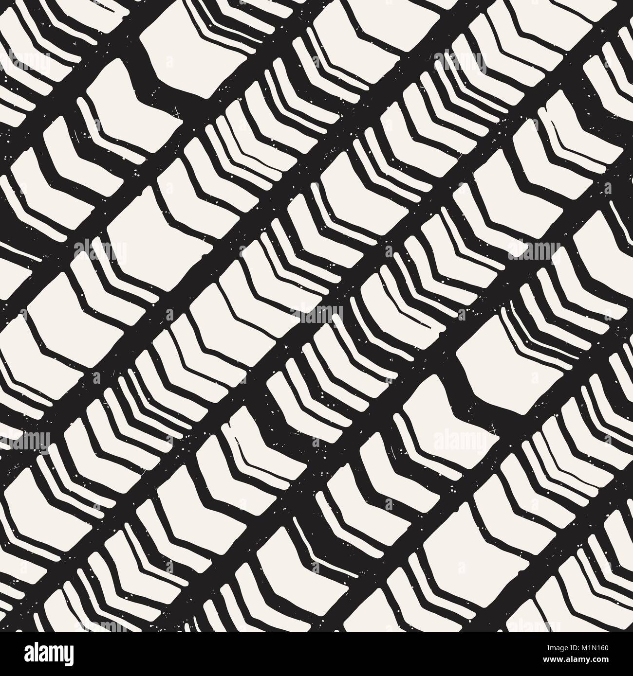 Vector seamless freehand pattern. Doodle monochrome print with hand ...