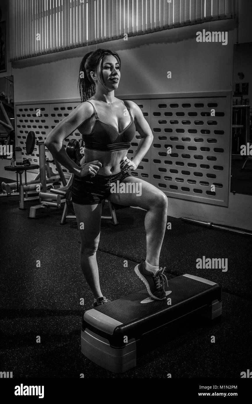 Step aerobics Black and White Stock Photos & Images - Alamy