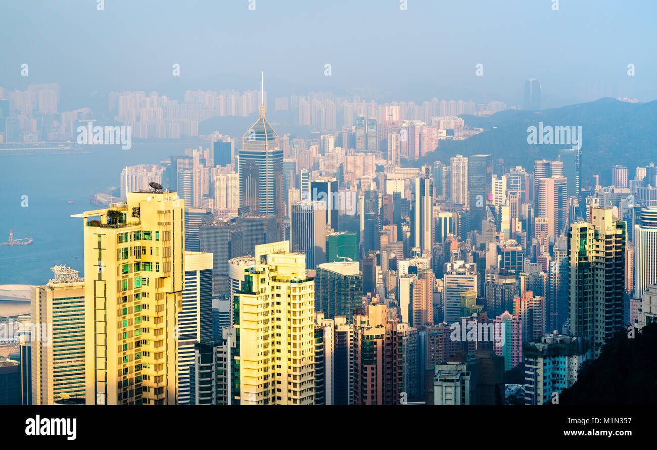 View of Hong Kong Island from Victoria peak Stock Photo - Alamy
