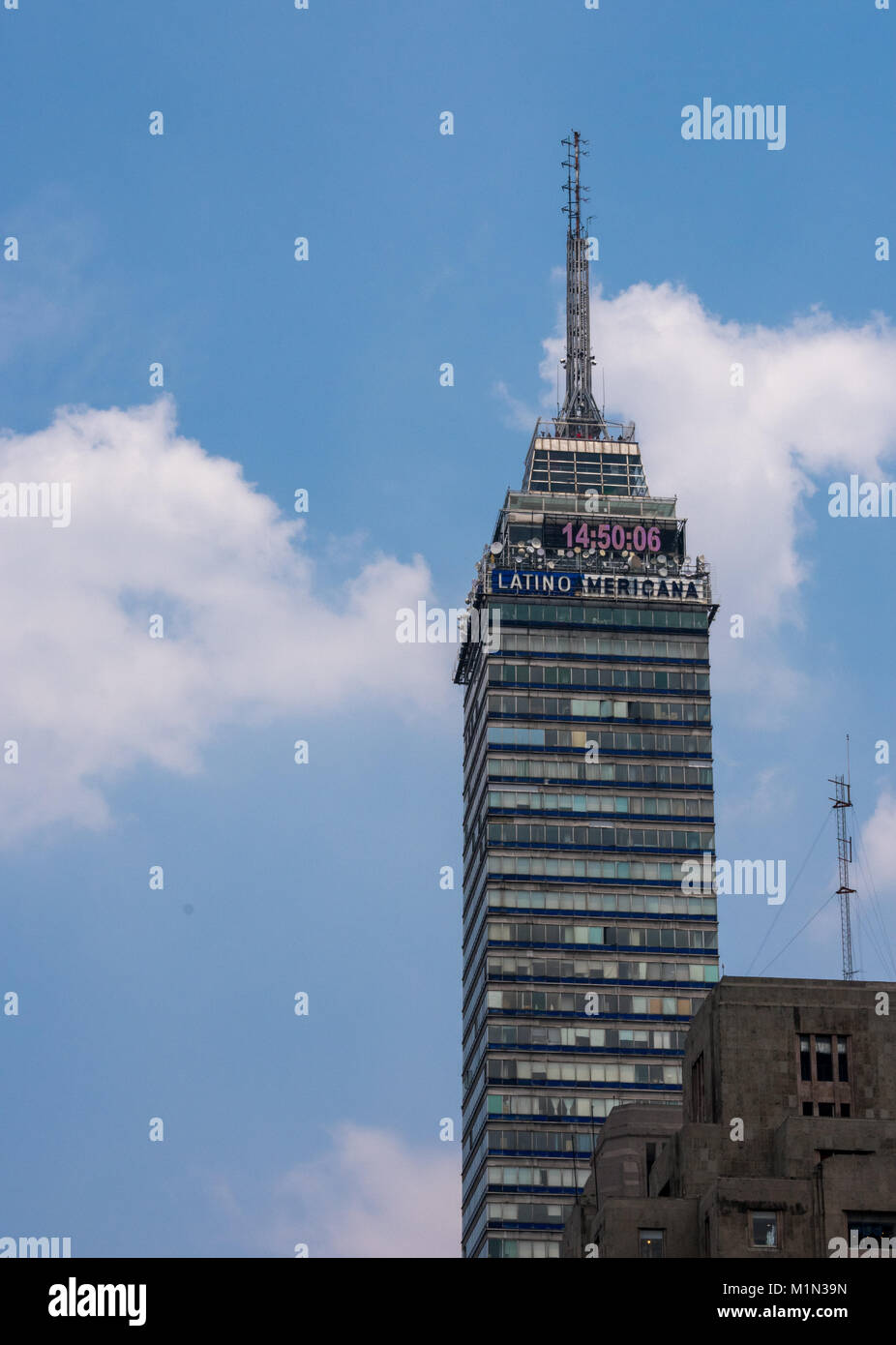 Mexico City, Mexico - August 5, 2017: View of Torre Latinoamericana ( Latin-American Tower) in Mexico City. Stock Photo