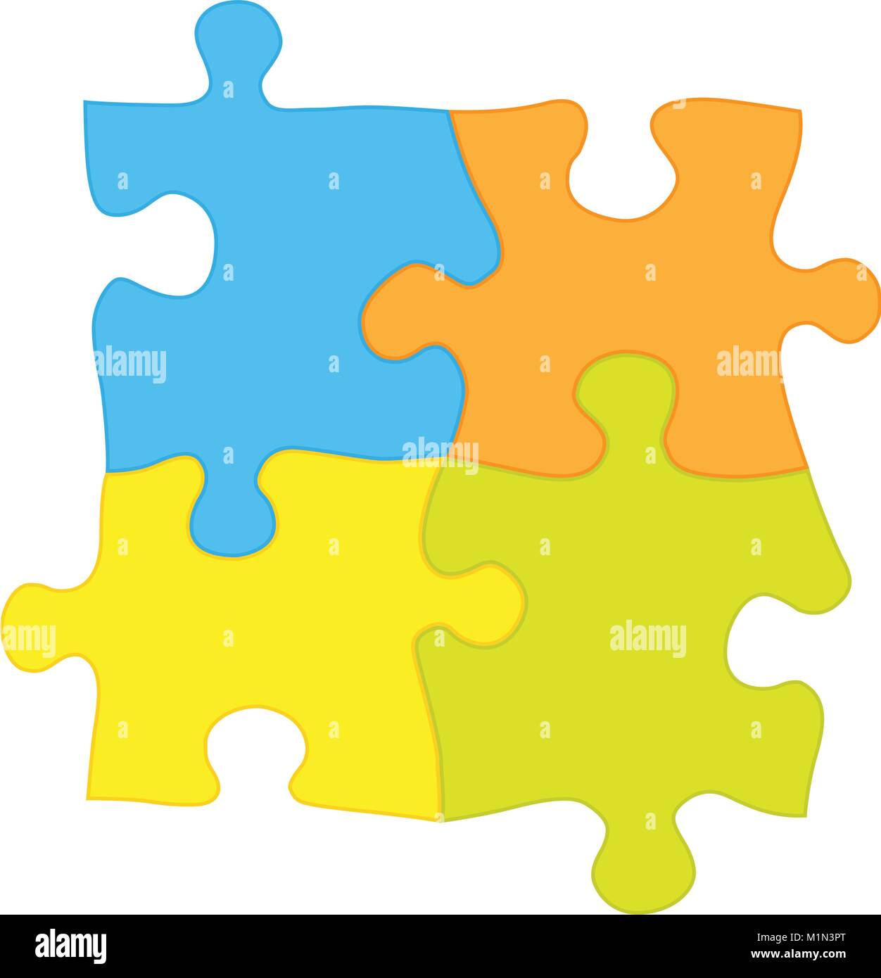 Four jigsaw puzzle pieces - solidarity and teamwork symbol Stock Vector