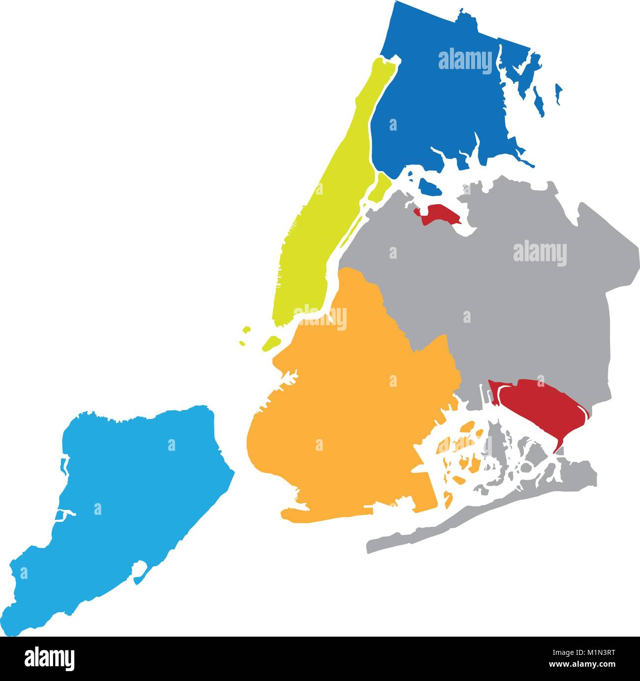 New York boroughs map - NYC administrative divisions and districts Stock Vector