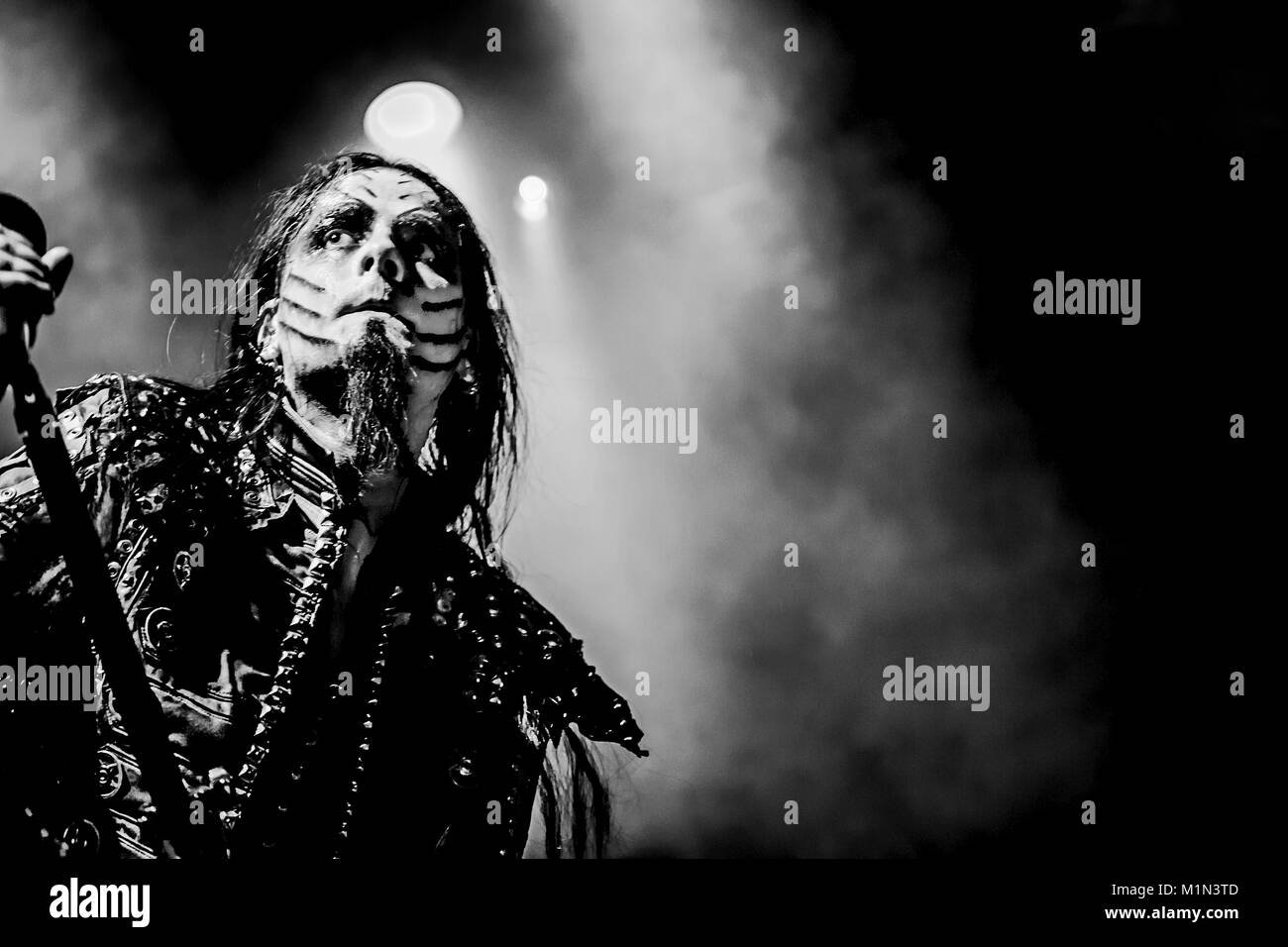 The Norwegian symphonic black metal band Dimmu Borgir performs live at Ole Bull Scene in Bergen. Here vocalist Shagrath is seen live on stage. Norway, 28/05 2012. Stock Photo