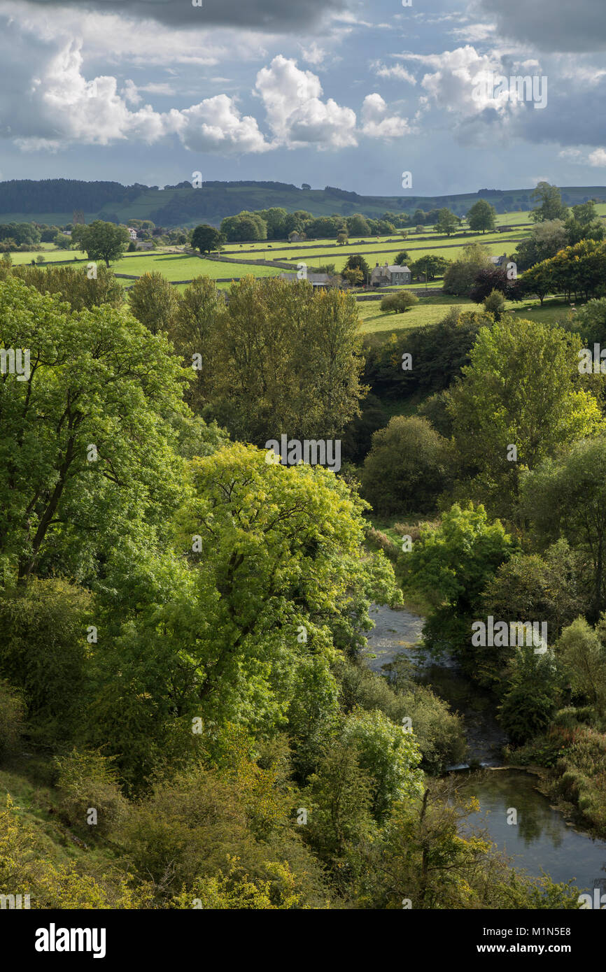 Lathkill Dale from Over Haddon looking towards Youlgrave, Peak District National Park, Derbyshire Stock Photo