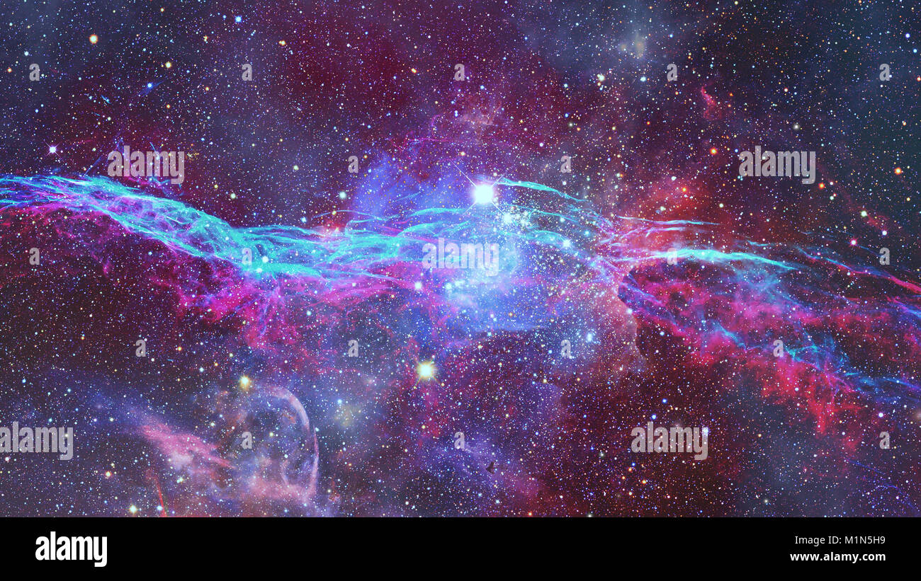 Colored nebula and open cluster of stars in the universe. Elements of this image furnished by NASA. Stock Photo
