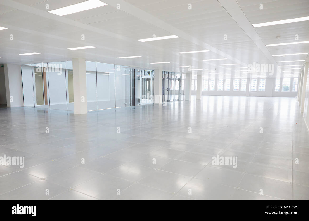 Large vacant open plan office space Stock Photo