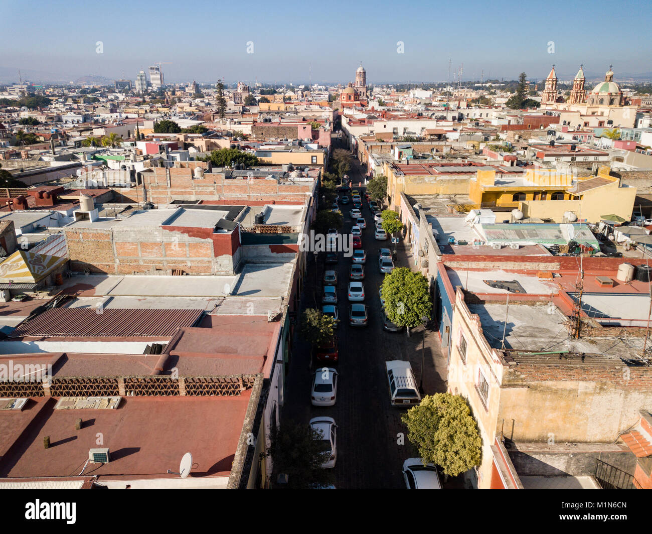 Aerial of old town, Santiago de Querétaro, Qro Stock Photo