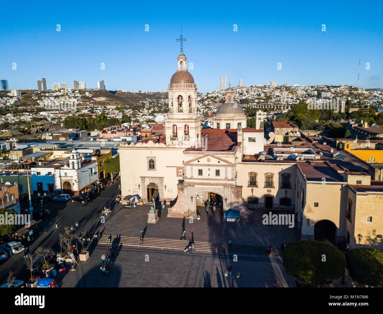 Templo y ex convento de la Cruz, or Temple and Convent of the Holy Cross, Queretaro, Mexico Stock Photo