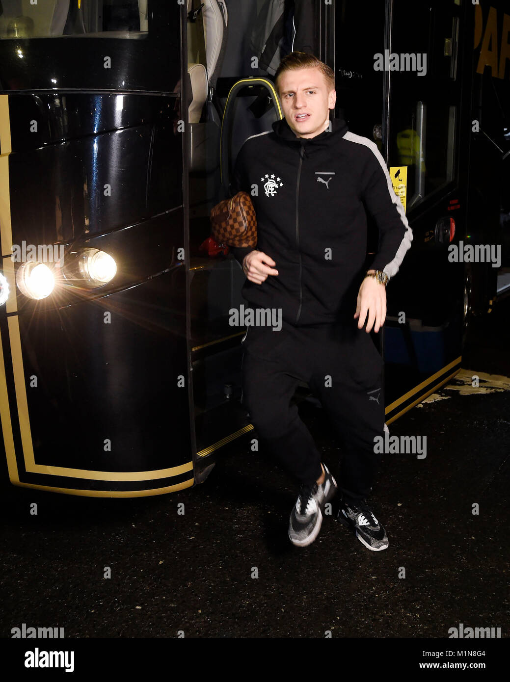 Jason Scotland Rangers Rangers Jason Cummings arrives for the William Hill Scottish Cup fourth ...