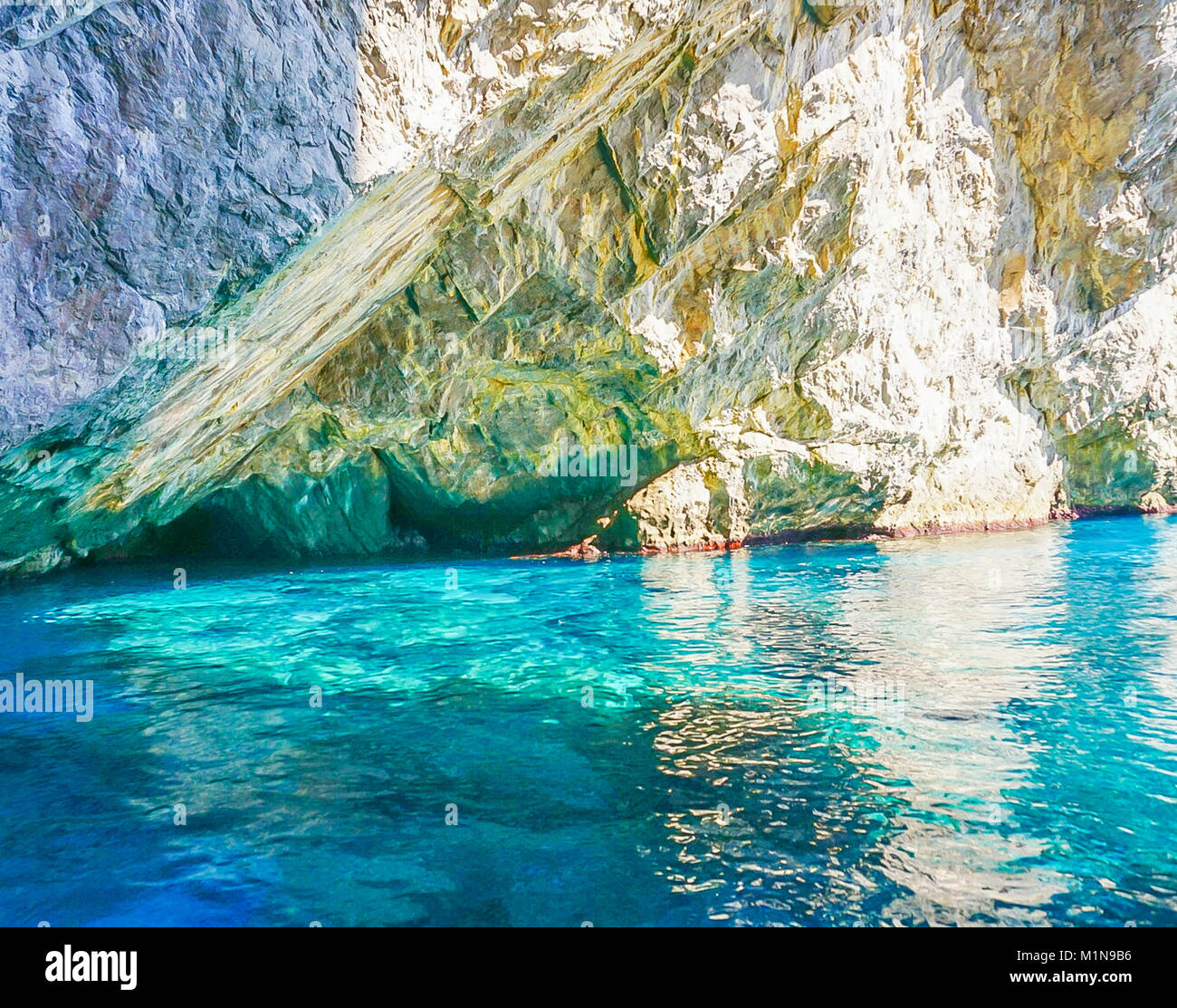 The Grotta Verde (Green Grotto) on the coast on Capri Italy Stock Photo