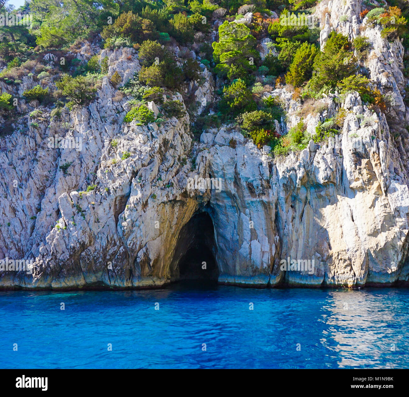 The Entrance to the Coral Grotto on the island of Capri, Italy Stock Photo