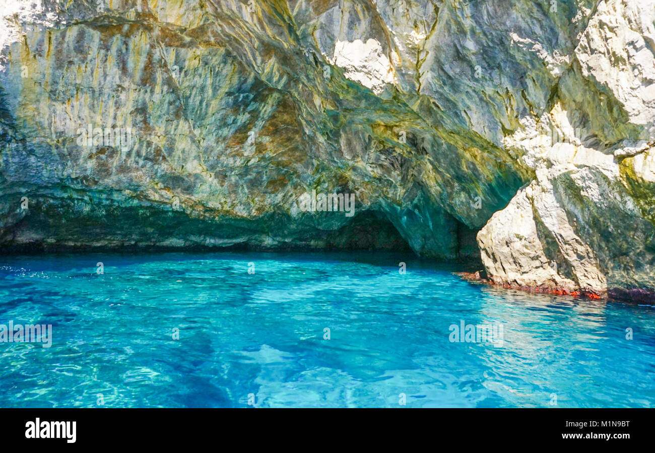 The Grotta Verde (Green Grotto) on the coast on Capri Italy Stock Photo