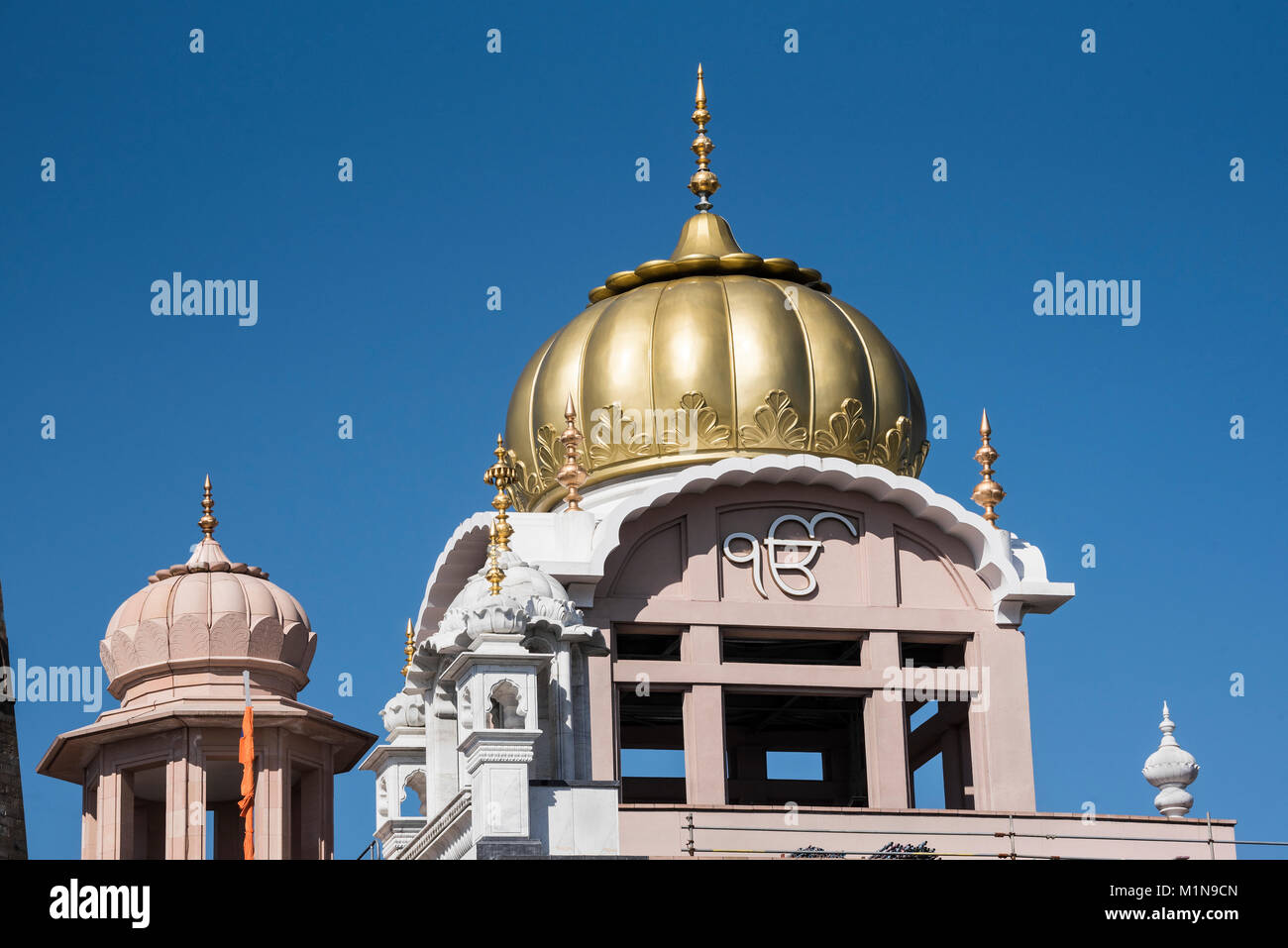 Skyline of the Gurdwara Singh Sabha Glasgow. Stock Photo