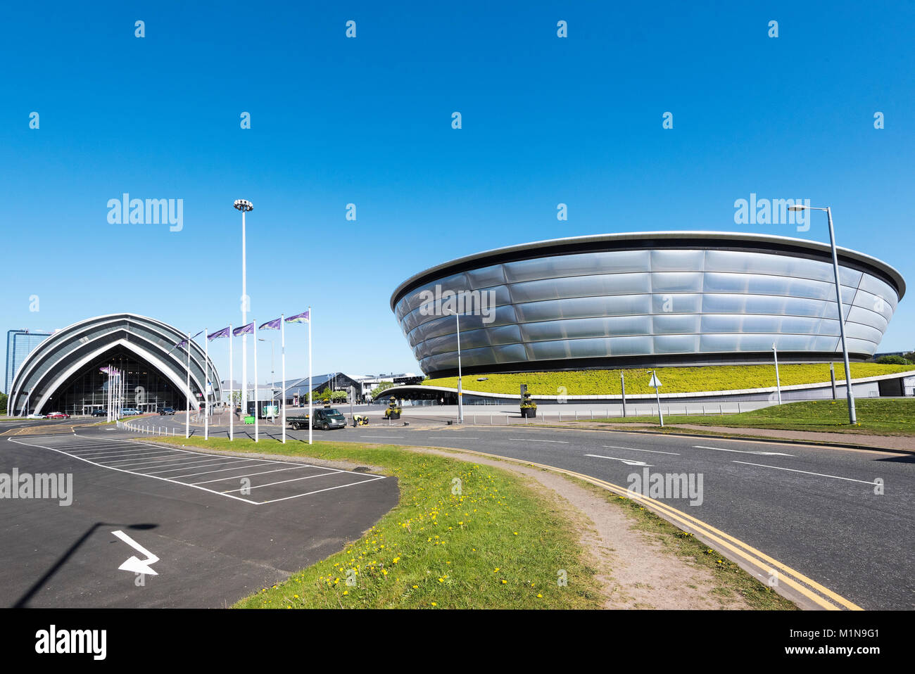 Approach to the Scottish event campus in Glasgow. Stock Photo